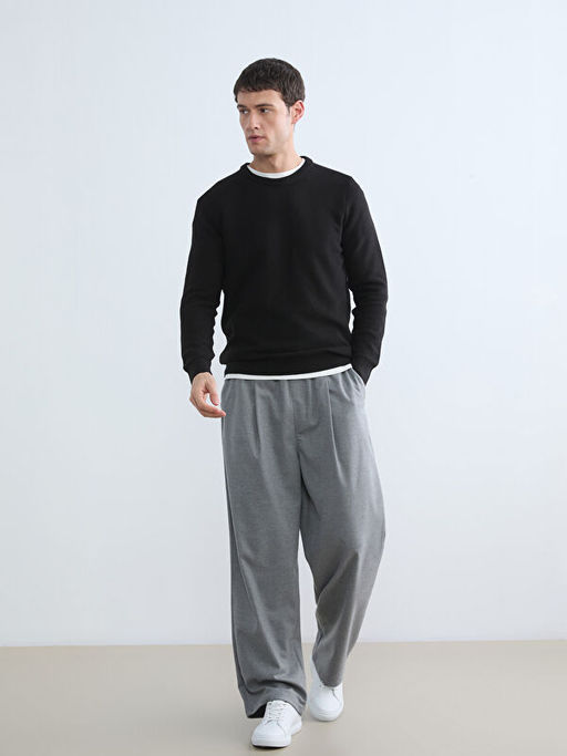 Bisiklet Yaka Petek Dokulu Erkek Triko Kazak