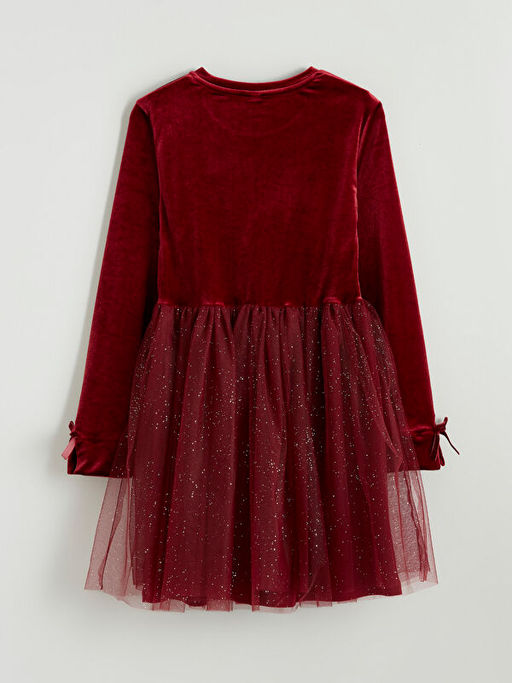 Bisiklet Yaka Kadife K?z ?ocuk T?t? Elbise