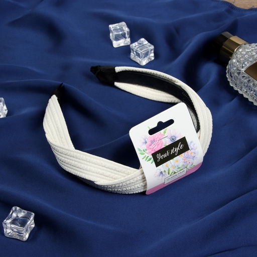 Цена за 2 шт. Ободок для волос «Жаннет», коса плетение, 3 см, бежевый