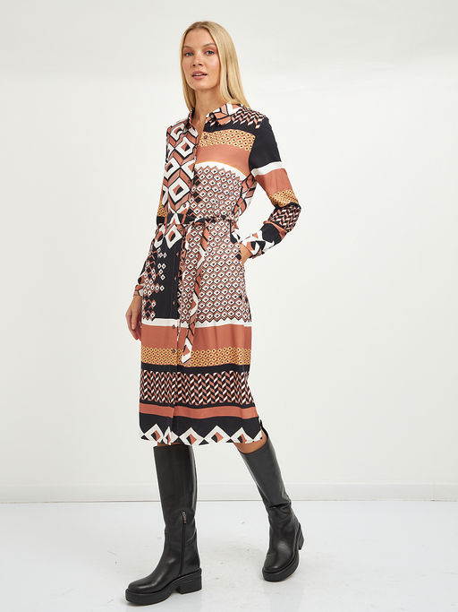 платье миди с длинным рукавом на поясе - Glenfield фото 4