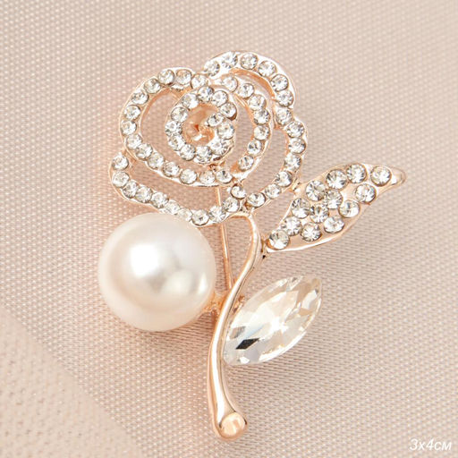 Брошь Роза с жемчугом / GM273-65 /уп 30/
