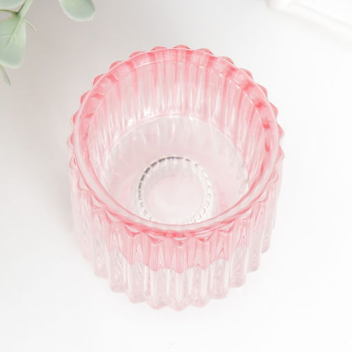 Стеклянный подсвечник на 1 свечу «Долли», d=2.5 см, 4 см, розовый, 6×5×5 см