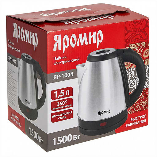Чайник эл. ЯРОМИР ЯР-1004, 1800 Вт, 1,5 л, нерж. - Полимербыт фото 6