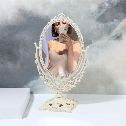 Зеркало настольное, двустороннее, с увеличением, зеркальная поверхность 8,5 × 12,1 см, цвет бронзовый