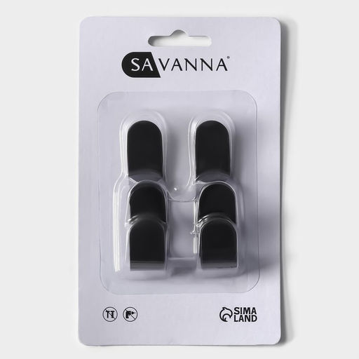 Крючки самоклеящиеся SAVANNA Black Loft, 4 шт., металл, 2.8×5.5×1.8 см, чёрные