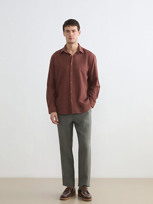 Standart Kal?p Keten Erkek Pantolon