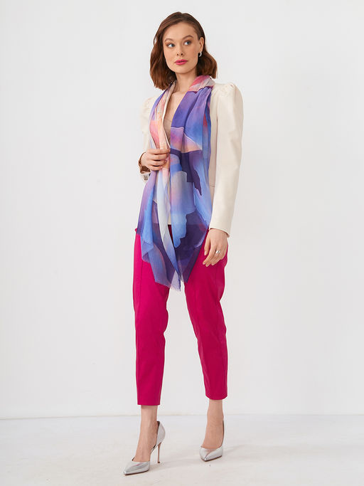 Большой, мягкий, тонкий и очень нежный двусторонний палантин с рисунком в стиле арт-деко - Tantino фото 2