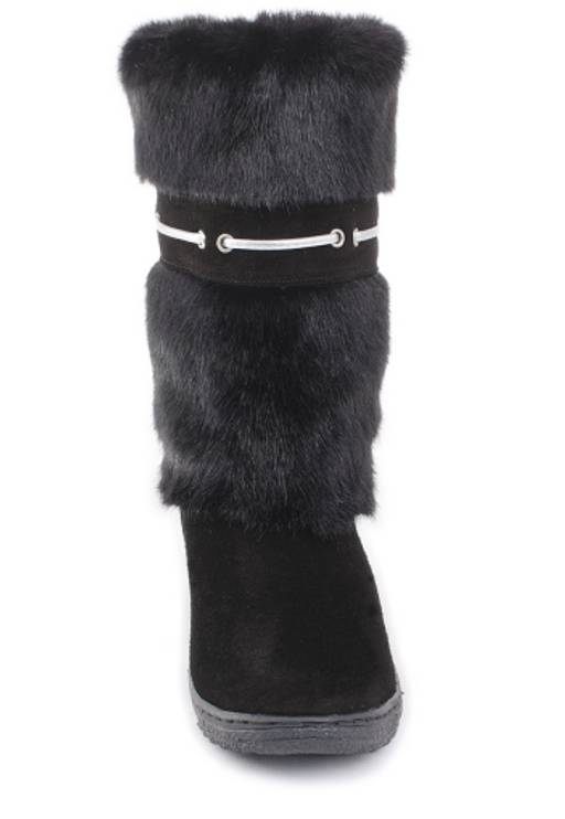 Унты женские на литой подошве черные, норка черная - Roshva фото 5