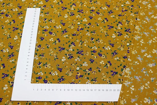 Штапель Премиум Цветочная грация цв.горчично-медовый, ш.1.45м, вискоза-100%, 120гр/м.кв - Купава фото 4