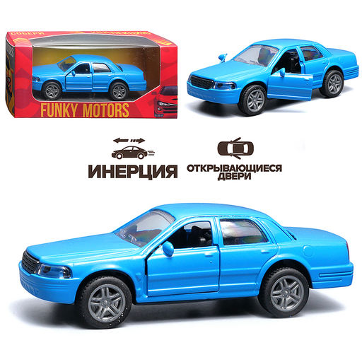 Тёмно-синяя инерционная машинка вид А die-cast , 1:32