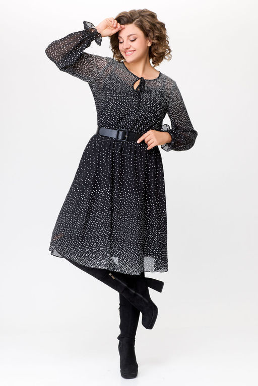 Платье Swallow 683 чёрный в белый горошек градиент фото 2
