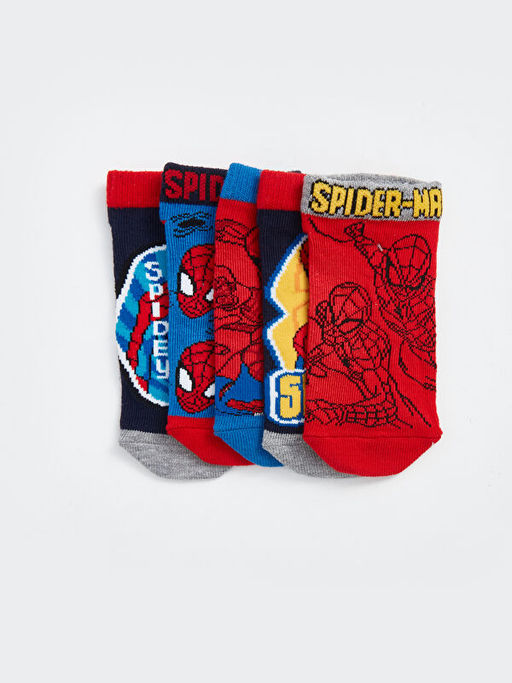 Spider-Man Bask?l? Erkek ?ocuk Patik ?orap 5li