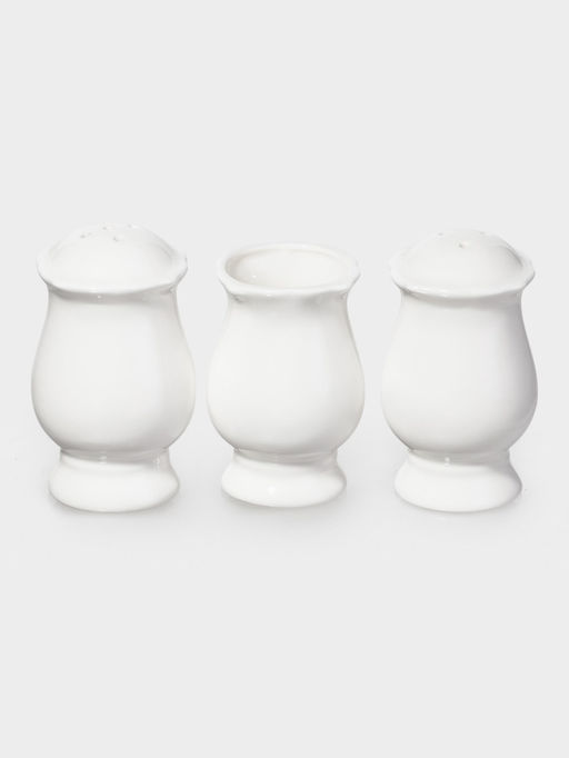 Набор для специй WY Renessans, 3 предмета: солонка, перечница, подставка для зубочисток, 60 мл, фарфор, белый