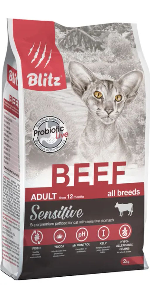 BLITZ ADULT CATS BEEF д/кошек с Говядиной 2 кг. BCD12-1-02000
