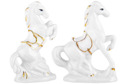 Набор фигурки декоративные 2 пр. 5,5*3*8,5 см, 6,5*2,5*8,5 см Лошади белая с золотом, фарфор - Elan gallery фото 5