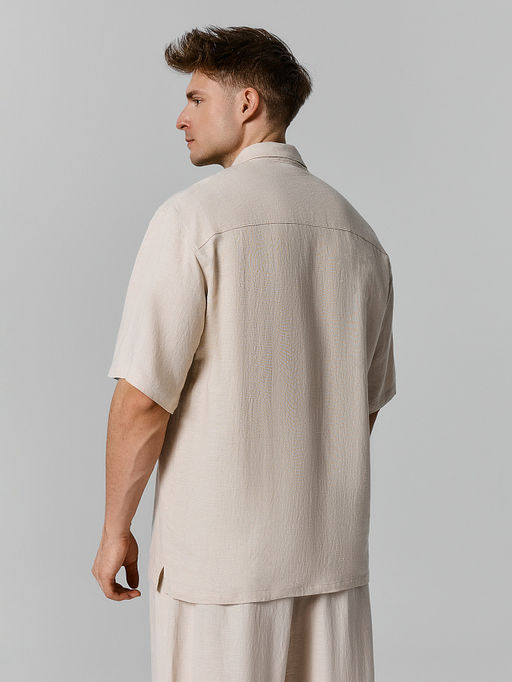 Рубашка мужская льняная бежевая - Mark formelle фото 3