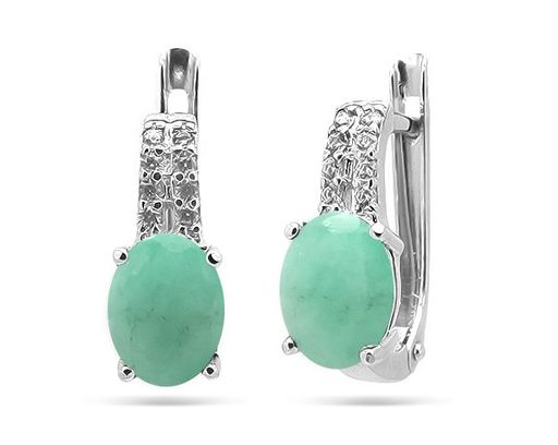 Серьги из серебра изумруд, SL-RIC31