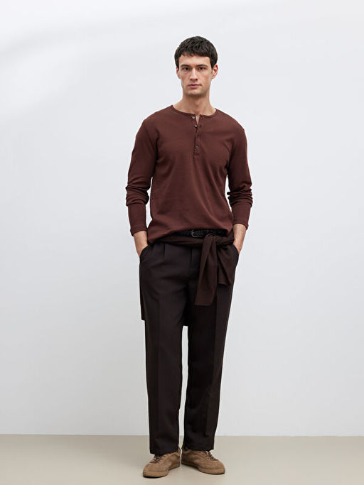 D??meli Bisiklet Yaka Yaka Uzun Kollu Erkek Ti??rt