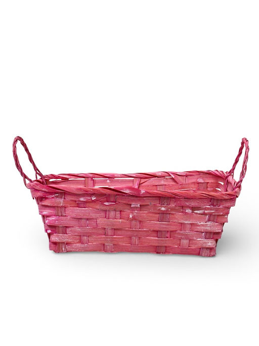 Корзина плетёная для хранения, 24×20×8 см, с ручками, бамбуковая, розовая, Greengo