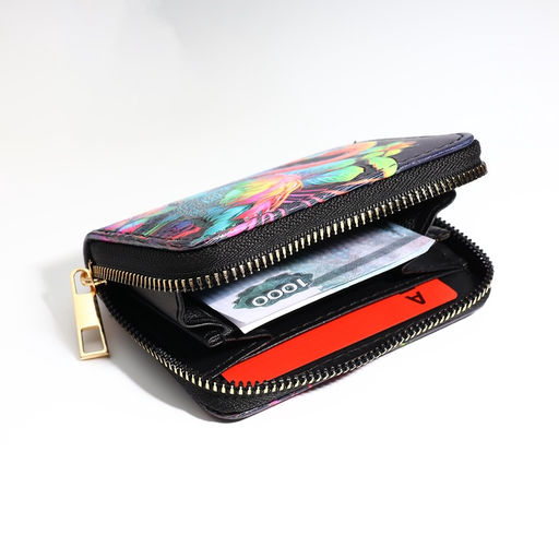 Кошелёк женский «Неоновый фламинго», маленький, чёрный