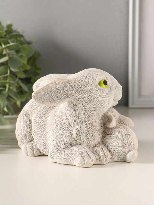 Фигурка гипс Кролики пасхальные, 10?10?18 см, серый