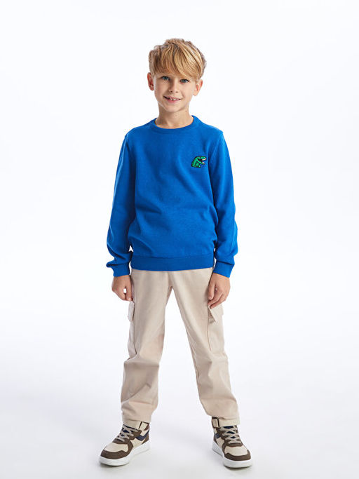 Bisiklet Yaka Nak??l? Uzun Kollu Erkek ?ocuk Triko Kazak