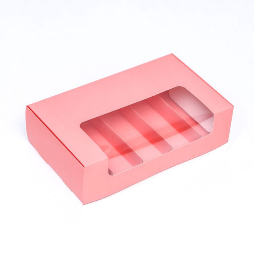 Коробка складная, под 5 эклеров розовый, 25×15×6.6 см