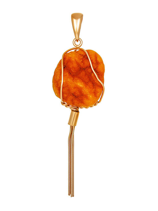 Стильная подвеска из цельного янтаря с природной корочкой Неолит
