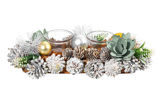 Новогоднее украшение подсвечник 32*14*8 см Снежный лес на 2 свечи прямоугольный - Elan gallery фото 4