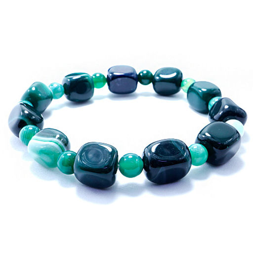 Браслет из камня Изумрудный агат - мощная защита от сглаза и порчи, оберегает и приумножает богатство