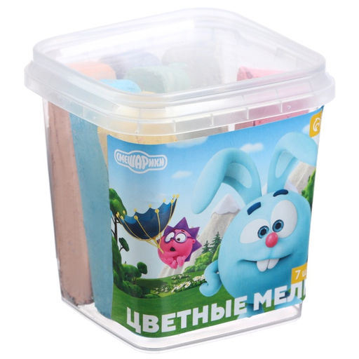 Мелки цветные, 7 цветов МИКС «Смешарики»