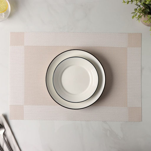 Цена за 2 шт. Салфетка сервировочная на стол Доляна «Шахматы», 45×30 см, бежевая