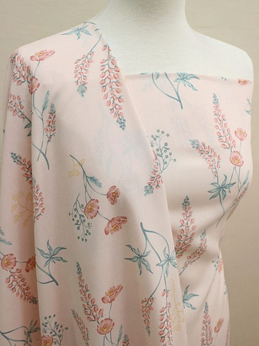 Штапель Луговой дуэт цв.нежно-розовый жемчуг, ш.1.45м, вискоза-100%, 100гр/м.кв - Купава фото 3