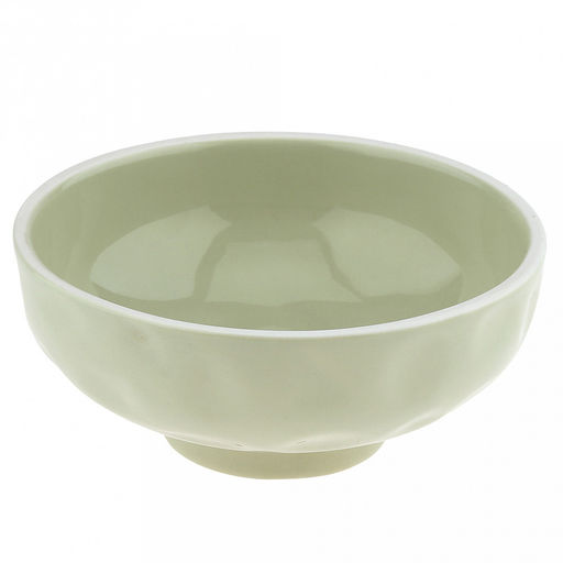 Бульонница керамическая "Семейная" 0,7л, д15,3см, h8,3см, с ручкой, с крышкой - светло-зеленый, общая h13см, рифленый борт, форма "мисосупница", светло-желтый, в коробке (Китай)