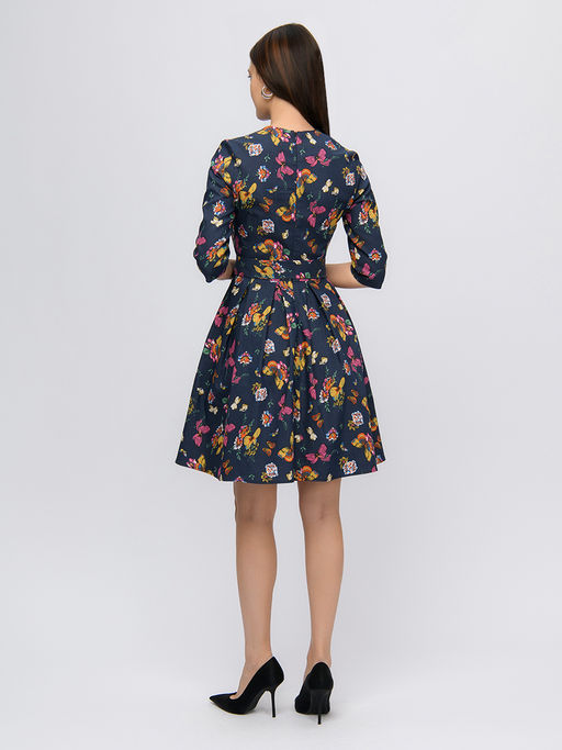 Платье синее длины мини с принтом и рукавами 3/4 - 1001dress фото 6