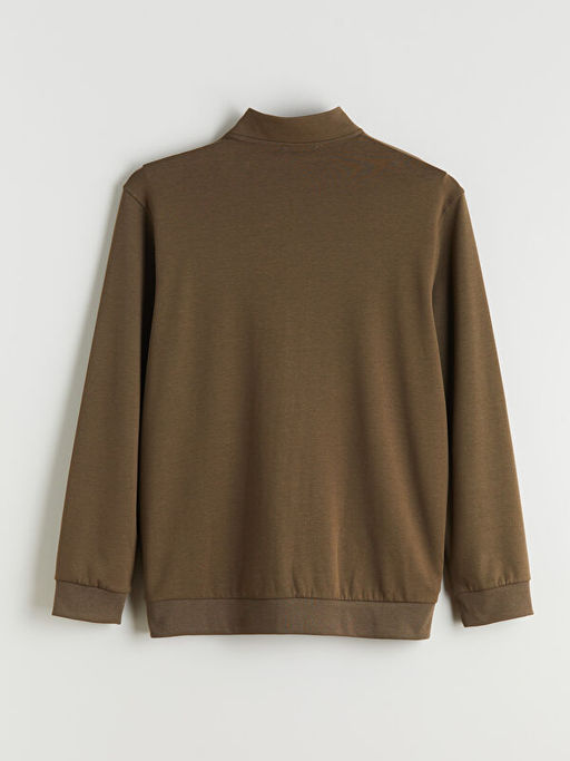Rahat Kal?p Dik Yaka Erkek Fermuarl? Sweatshirt