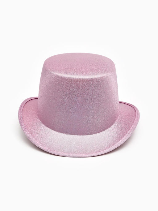 Карнавальная шляпа "Цилиндр" розовая с блёстками р-р 56-58