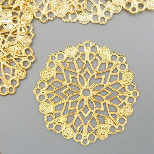 Цена за 10 шт. Декоративный элемент "Узор", цвет золото d-3,5