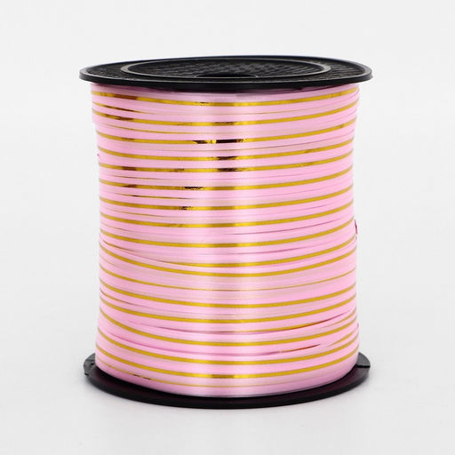 Лента упаковочная с золотой полосой, розовая, 5 мм х 225 м - Simaland фото 3