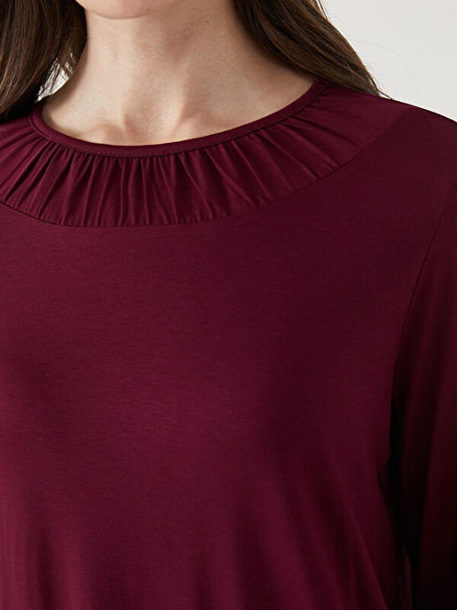 Bisiklet Yaka D?z Uzun Kollu Kad?n Bluz