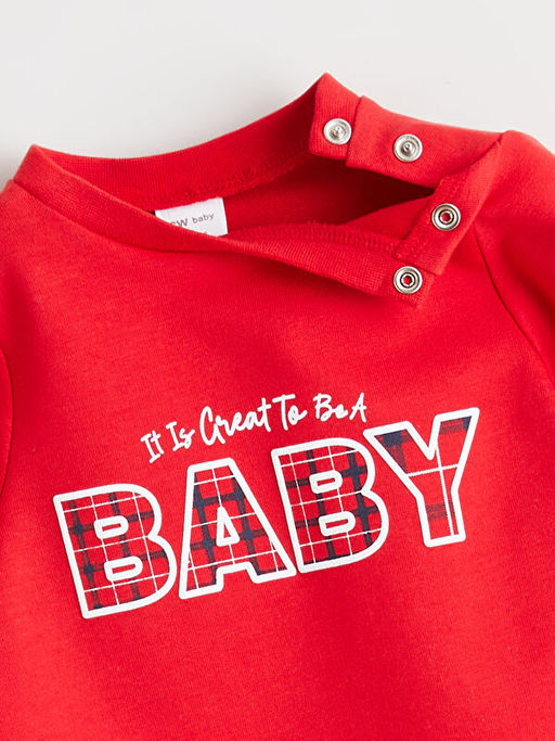 Bask?l? Erkek Bebek Tulum