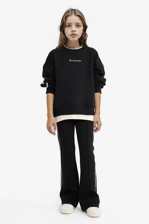 Oversize Geni_ Kal_p Bisiklet Yaka Bask_l_ Sweatshirt K_z _ocuk - Defacto фото 5