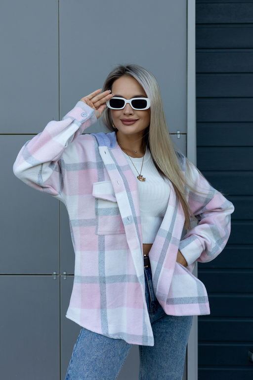 Рубашка женская в клетку с капюшоном РЖКК-01