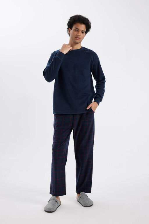 Regular Fit Polar Pijama Tak?m? Uzun Kollu Ust Desenli Uzun Alt - Defacto фото 2
