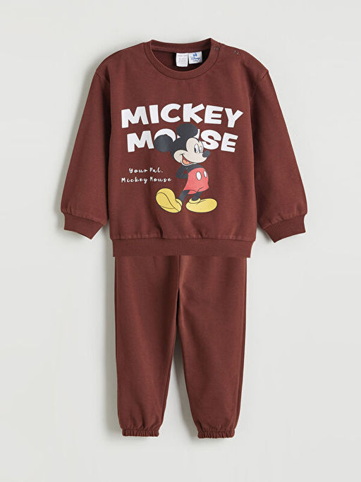 Mickey Mouse Bask?l? Erkek Bebek Sweatshirt ve E?ofman Alt?