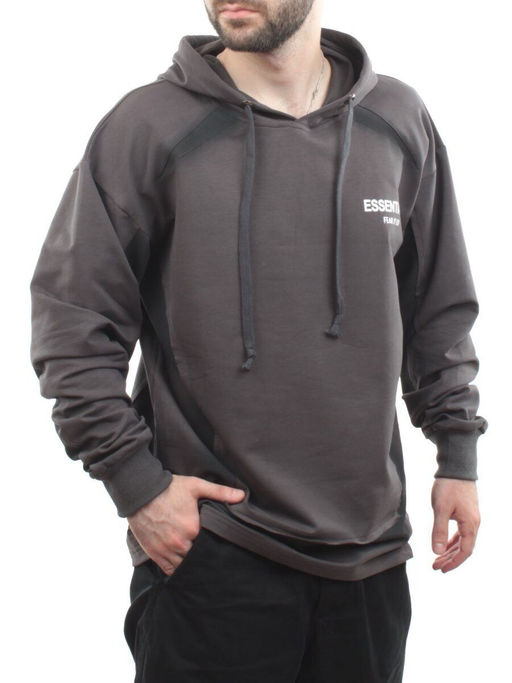 2649 GRAY/BLACK Толстовка мужская (75% хлопок, 20% полиэстер, 5% спандекс)