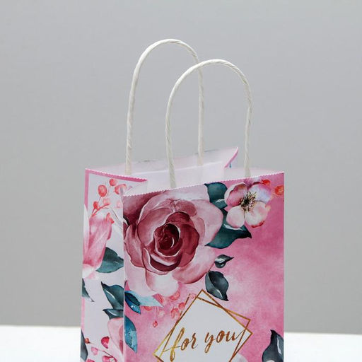 Цена за 2 шт. Пакет подарочный крафтовый, упаковка, For you, 12?21?9 см