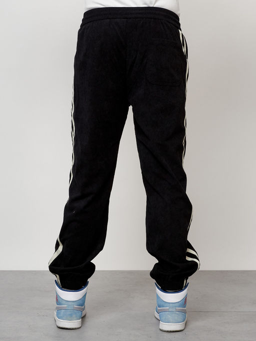 Спортивный костюм мужской модный из микровельвета черного цвета 15015Ch - Mtforce фото 8