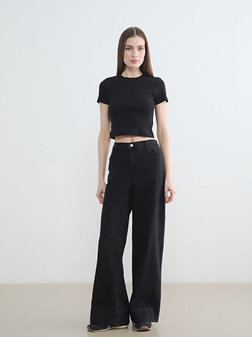 Bisiklet Yaka Fitilli Kad?n Crop