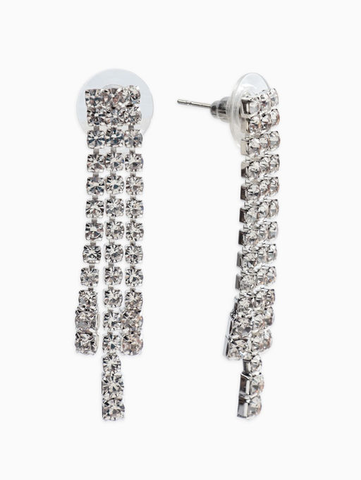 Набор 2 пред-а: серьги, колье со стразами "Лёд" клавиши, d=13,5см, цвет белый в серебре